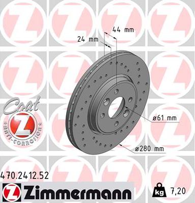 Zimmermann 470.2412.52 - Тормозной диск autospares.lv