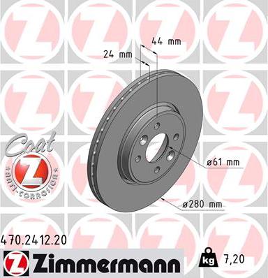 Zimmermann 470.2412.20 - Тормозной диск autospares.lv
