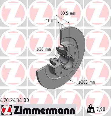 Zimmermann 470.2434.00 - Тормозной диск autospares.lv