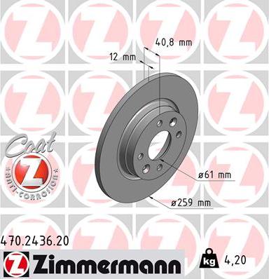 Zimmermann 470.2436.20 - Тормозной диск autospares.lv