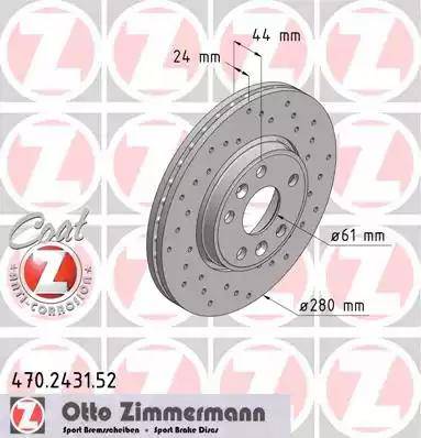 Zimmermann 470.2431.52 - Тормозной диск autospares.lv
