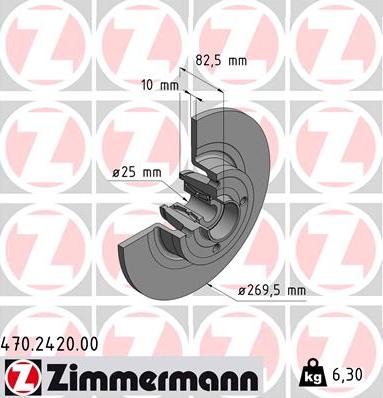 Zimmermann 470.2420.00 - Тормозной диск autospares.lv