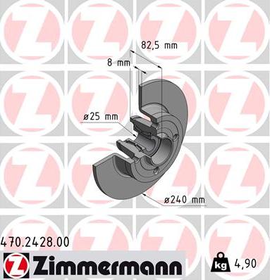 Zimmermann 470.2428.00 - Тормозной диск autospares.lv
