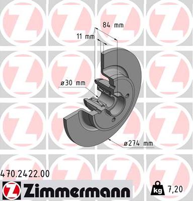 Zimmermann 470.2422.00 - Тормозной диск autospares.lv