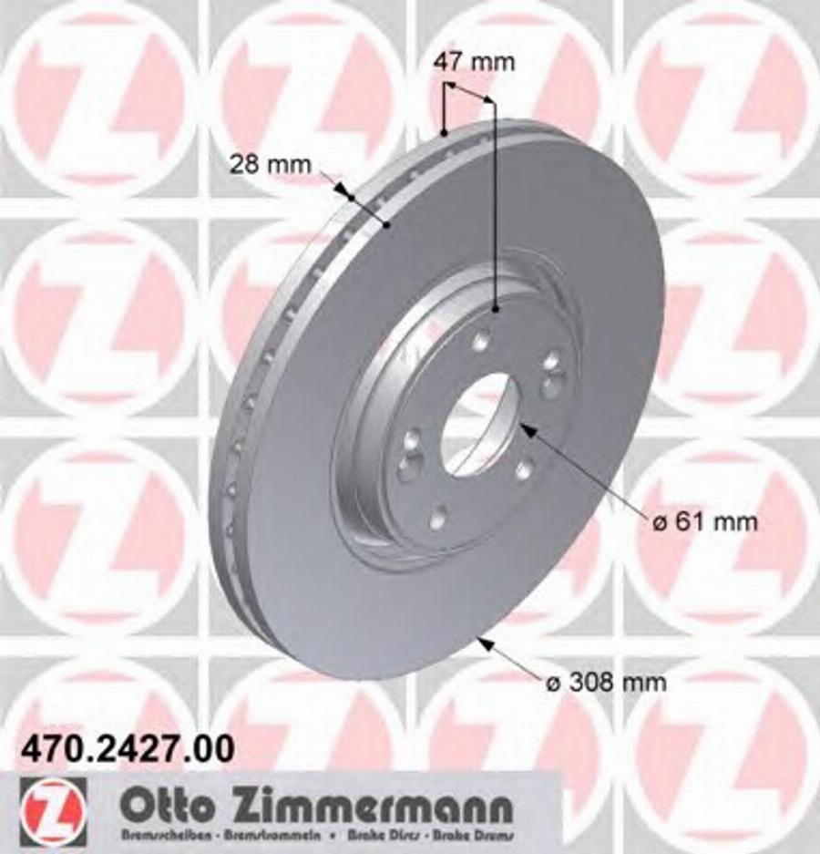 Zimmermann 470.2427.00 - Тормозной диск autospares.lv