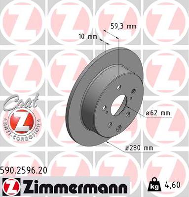 Zimmermann 590.2596.20 - Тормозной диск autospares.lv