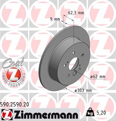 Zimmermann 590.2590.20 - Тормозной диск autospares.lv