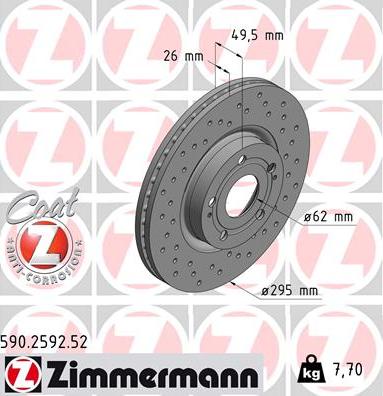 Zimmermann 590.2592.52 - Тормозной диск autospares.lv
