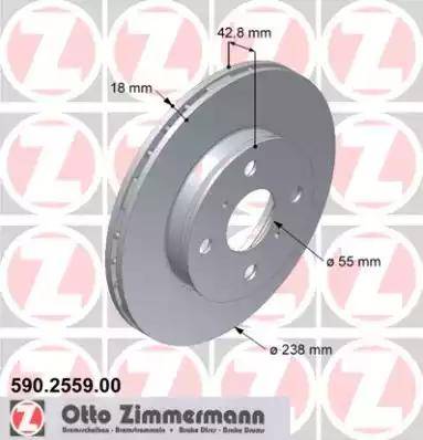 Zimmermann 590.2559.00 - Тормозной диск autospares.lv