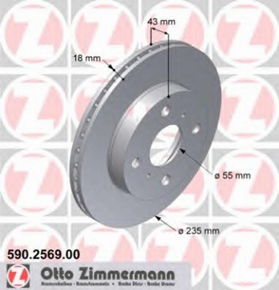 Zimmermann 590.2569.00 - Тормозной диск autospares.lv