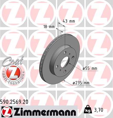 Zimmermann 590.2569.20 - Тормозной диск autospares.lv