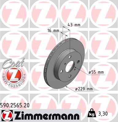 Zimmermann 590.2565.20 - Тормозной диск autospares.lv