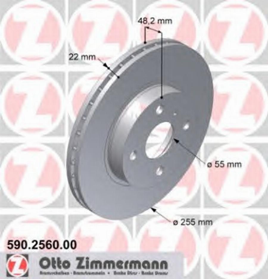 Zimmermann 590.2560.00 - Тормозной диск autospares.lv