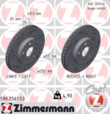 Zimmermann 590.2561.53 - Тормозной диск autospares.lv