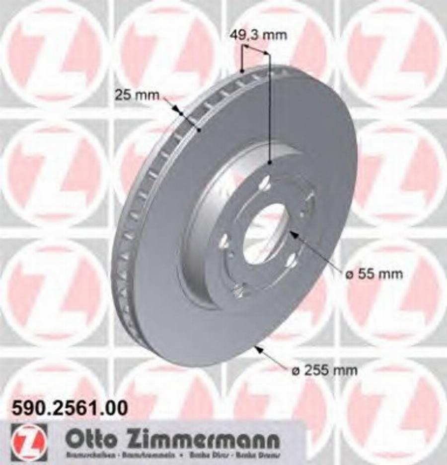 Zimmermann 590 2561 00 - Тормозной диск autospares.lv