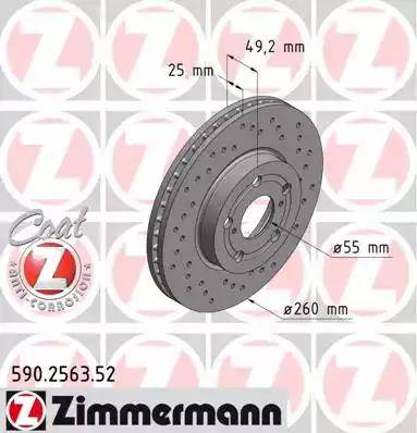 Zimmermann 590.2563.52 - Тормозной диск autospares.lv