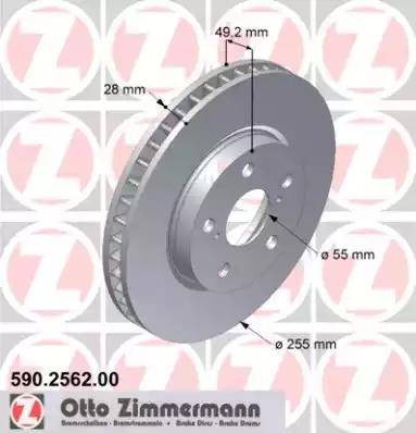 Zimmermann 590.2562.00 - Тормозной диск autospares.lv