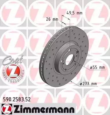 Zimmermann 590.2583.52 - Тормозной диск autospares.lv