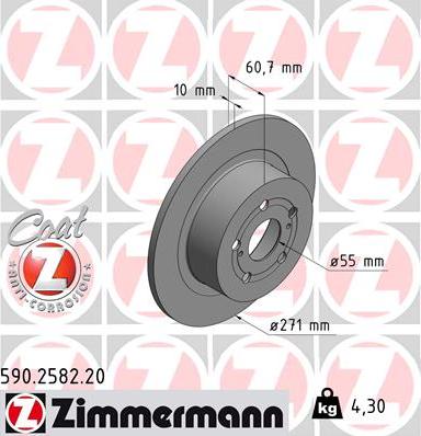 Zimmermann 590.2582.20 - Тормозной диск autospares.lv