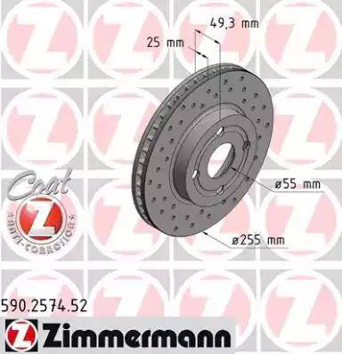 Zimmermann 590.2574.52 - Тормозной диск autospares.lv