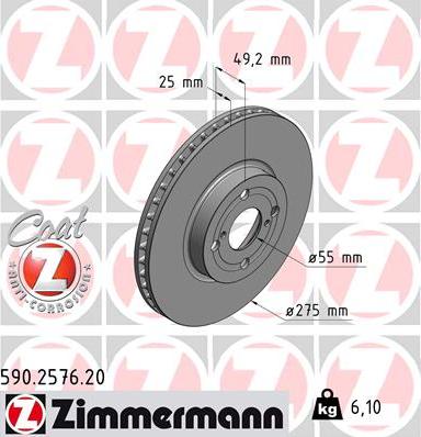 Zimmermann 590.2576.20 - Тормозной диск autospares.lv