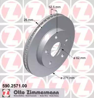 Zimmermann 590.2571.00 - Тормозной диск autospares.lv