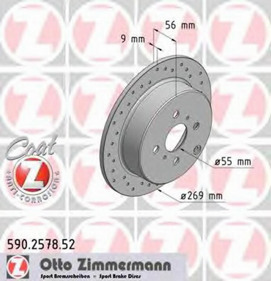 Zimmermann 590.2578.52 - Тормозной диск autospares.lv