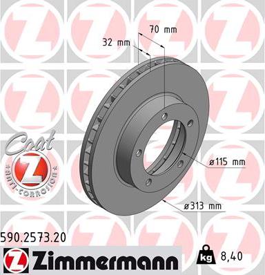 Zimmermann 590.2573.20 - Тормозной диск autospares.lv