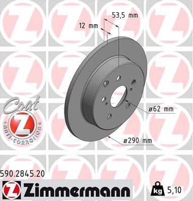 Zimmermann 590.2845.20 - Тормозной диск autospares.lv