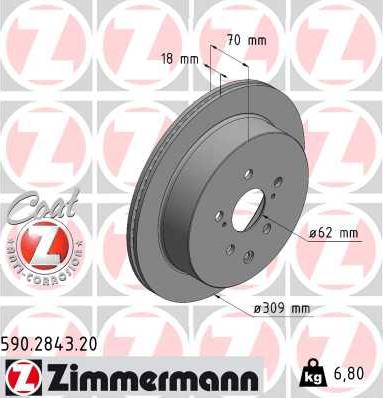 Zimmermann 590.2843.20 - Тормозной диск autospares.lv