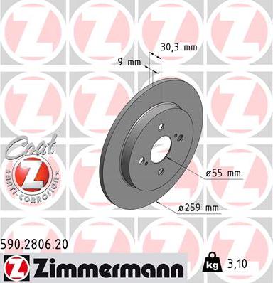 Zimmermann 590.2806.20 - Тормозной диск autospares.lv