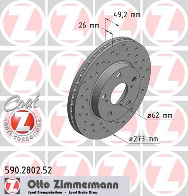 Zimmermann 590.2802.52 - Тормозной диск autospares.lv