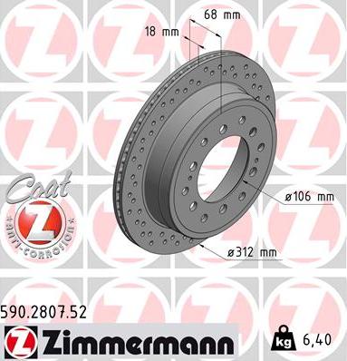 Zimmermann 590.2807.52 - Тормозной диск autospares.lv