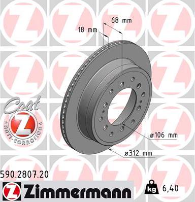 Zimmermann 590.2807.20 - Тормозной диск autospares.lv