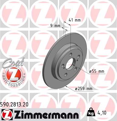 Zimmermann 590.2813.20 - Тормозной диск autospares.lv