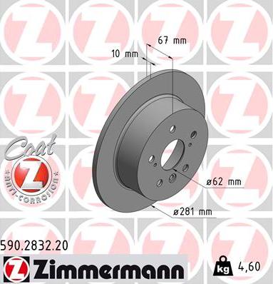 Zimmermann 590.2832.20 - Тормозной диск autospares.lv