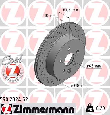 Zimmermann 590.2824.52 - Тормозной диск autospares.lv