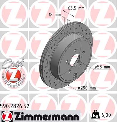 Zimmermann 590.2826.52 - Тормозной диск autospares.lv