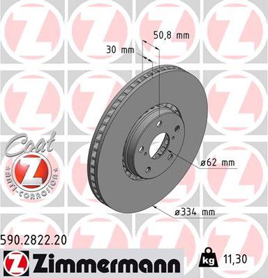 Zimmermann 590.2822.20 - Тормозной диск autospares.lv