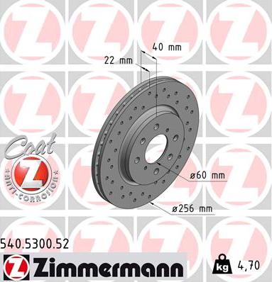 Zimmermann 540.5300.52 - Тормозной диск autospares.lv