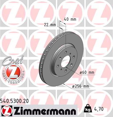 Zimmermann 540.5300.20 - Тормозной диск autospares.lv