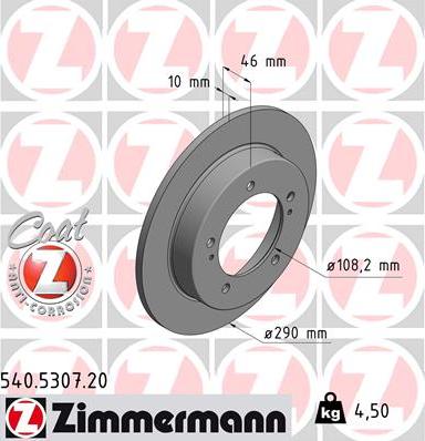 Zimmermann 540.5307.20 - Тормозной диск autospares.lv