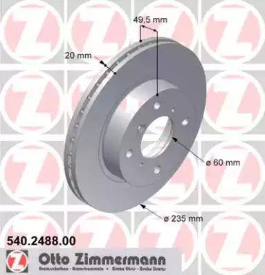 Zimmermann 540.2488.00 - Тормозной диск autospares.lv