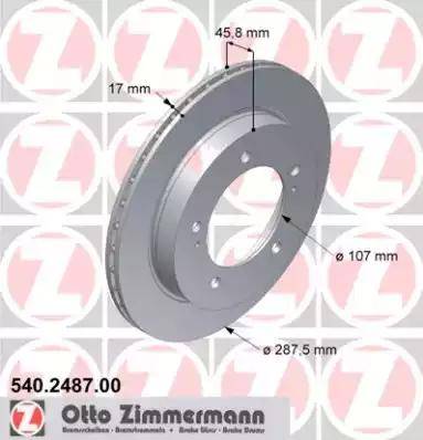 Zimmermann 540.2487.00 - Тормозной диск autospares.lv