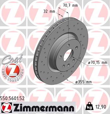 Zimmermann 550.5601.52 - Тормозной диск autospares.lv