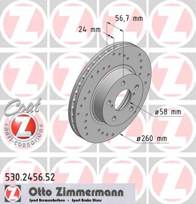 Zimmermann 530.2456.52 - Тормозной диск autospares.lv