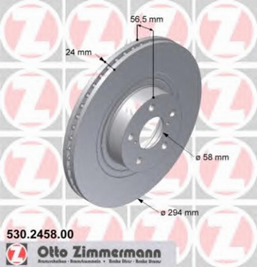 Zimmermann 530 2458 00 - Тормозной диск autospares.lv