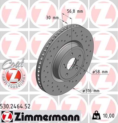 Zimmermann 530.2464.52 - Тормозной диск autospares.lv