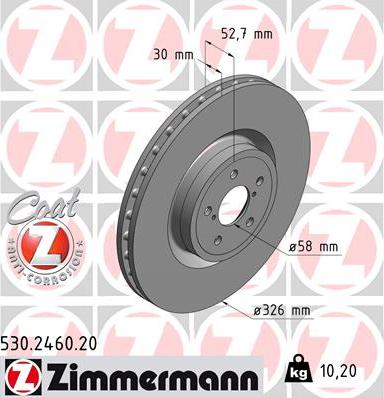 Zimmermann 530.2460.20 - Тормозной диск autospares.lv