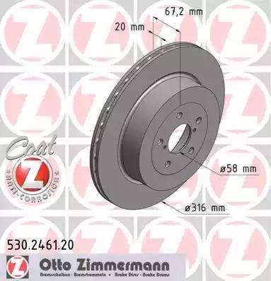 Zimmermann 530.2461.20 - Тормозной диск autospares.lv